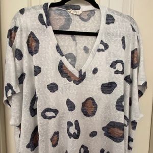 Soft knit oversized animal print shirt